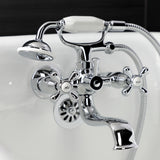 Kingston Three-Handle 2-Hole Tub Wall Mount Clawfoot Tub Faucet with Handshower