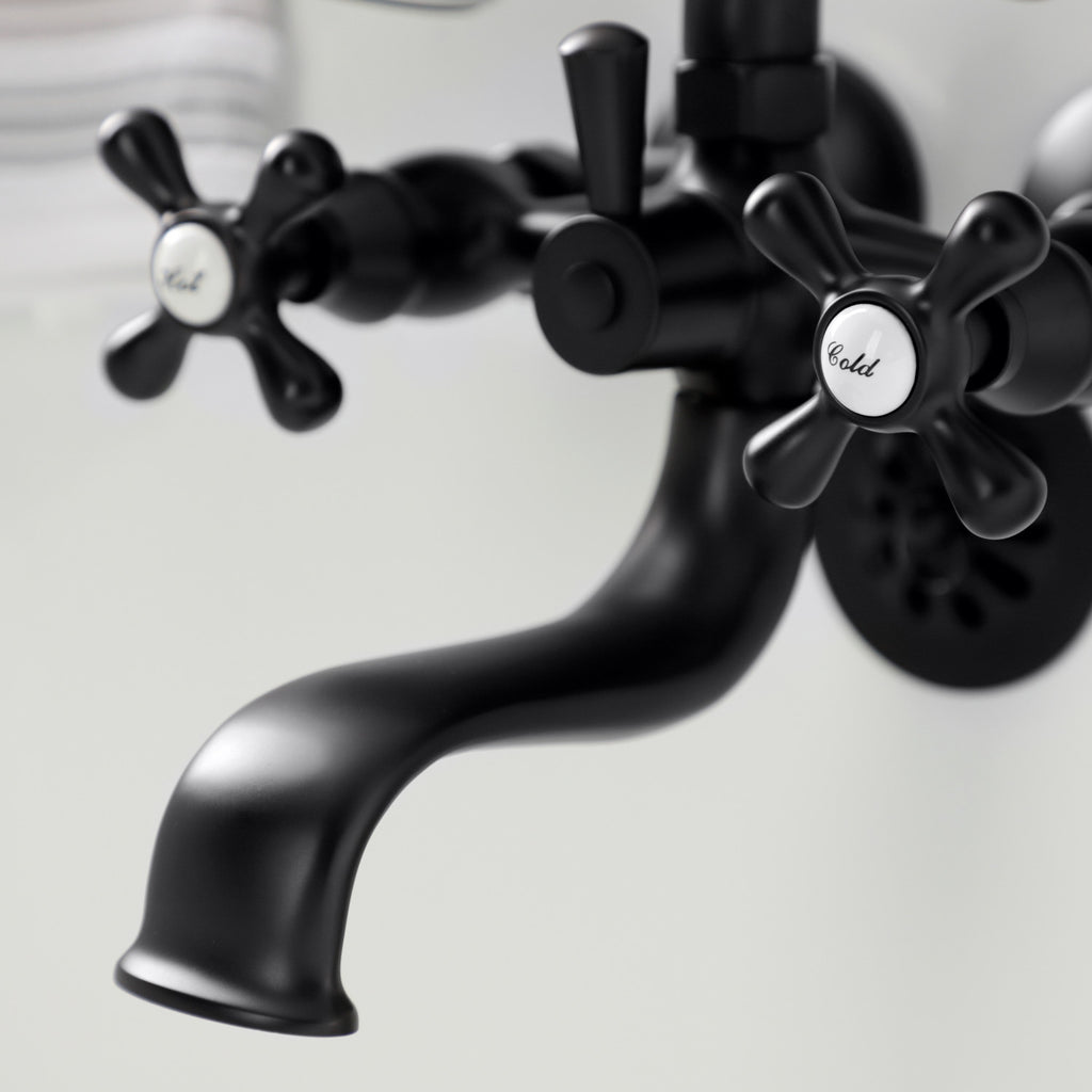 Kingston Three-Handle 2-Hole Tub Wall Mount Clawfoot Tub Faucet with Handshower