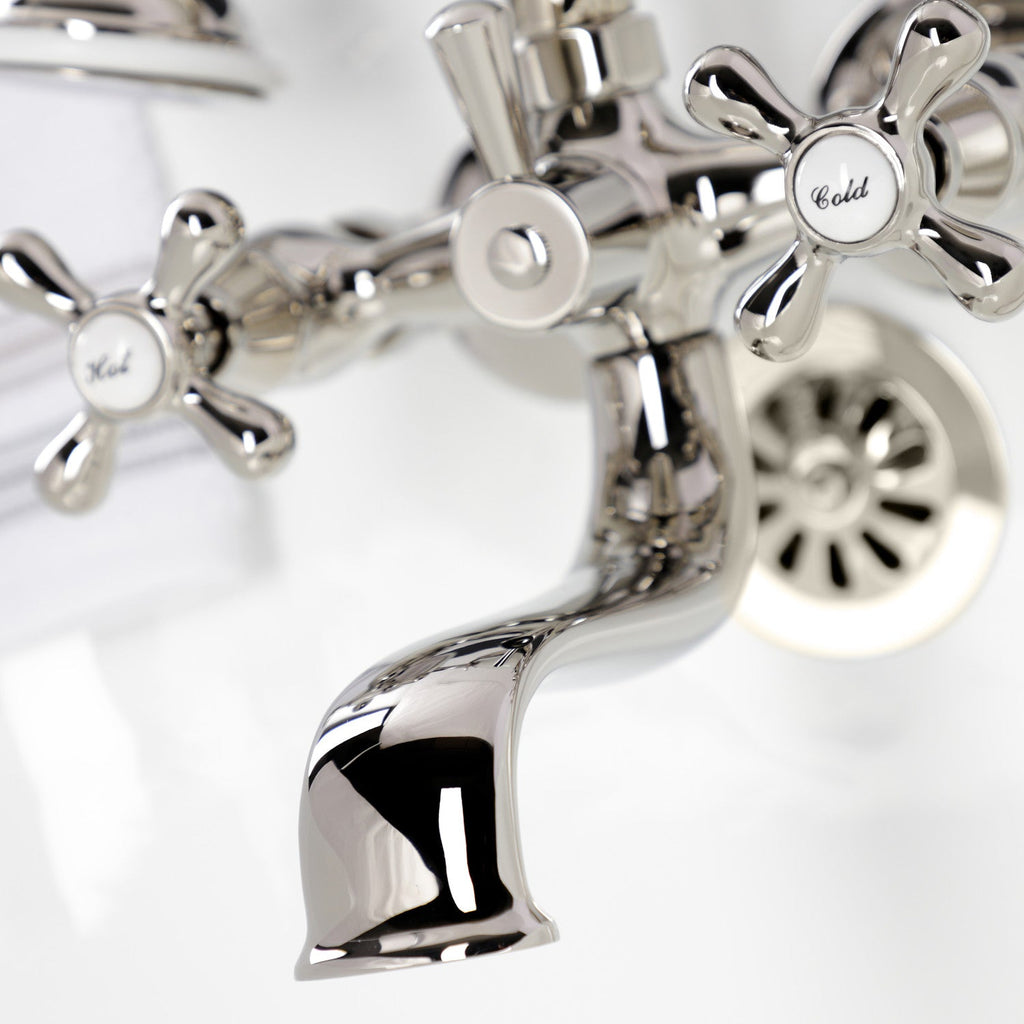 Kingston Three-Handle 2-Hole Tub Wall Mount Clawfoot Tub Faucet with Handshower