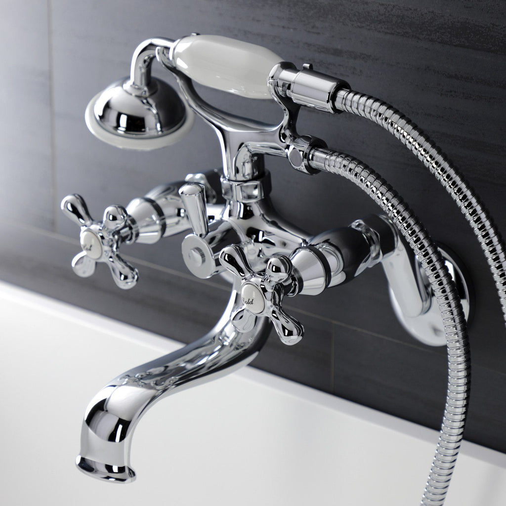 Kingston Two-Handle Clawfoot Tub Faucet with Hand Shower