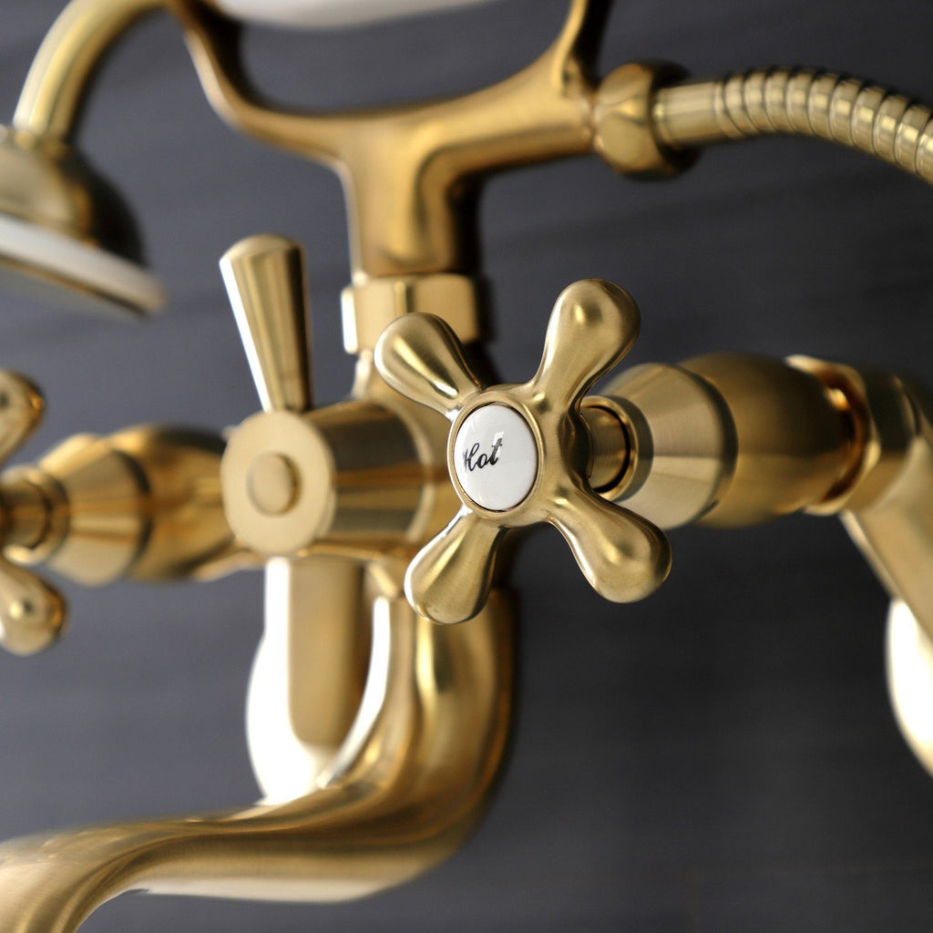 Kingston Two-Handle Clawfoot Tub Faucet with Hand Shower