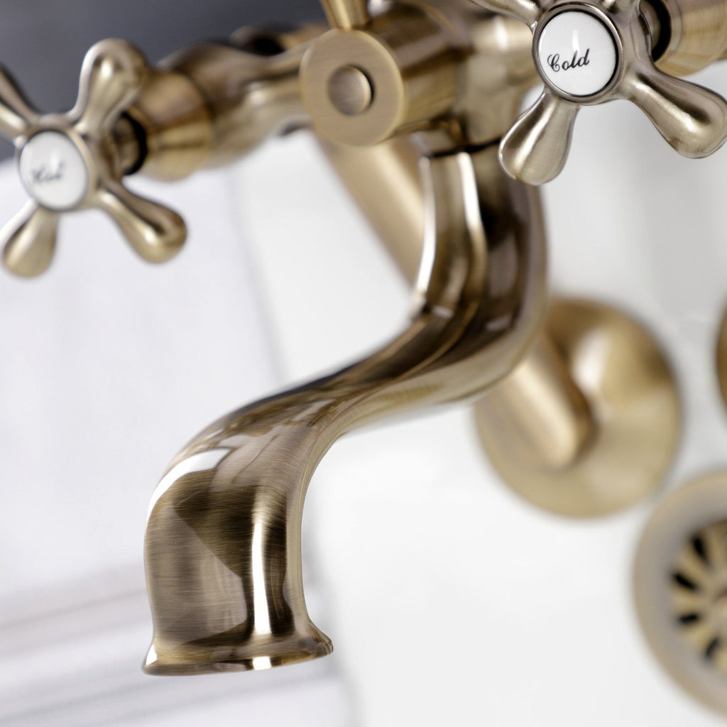 Kingston Three-Handle 2-Hole Tub Wall Mount Clawfoot Tub Faucet with Handshower