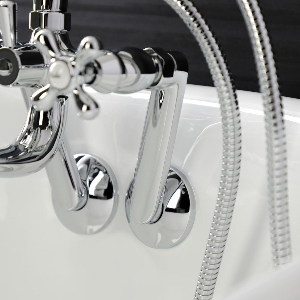 Kingston Three-Handle 2-Hole Tub Wall Mount Clawfoot Tub Faucet with Handshower