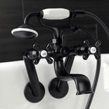 Kingston Three-Handle 2-Hole Tub Wall Mount Clawfoot Tub Faucet with Handshower