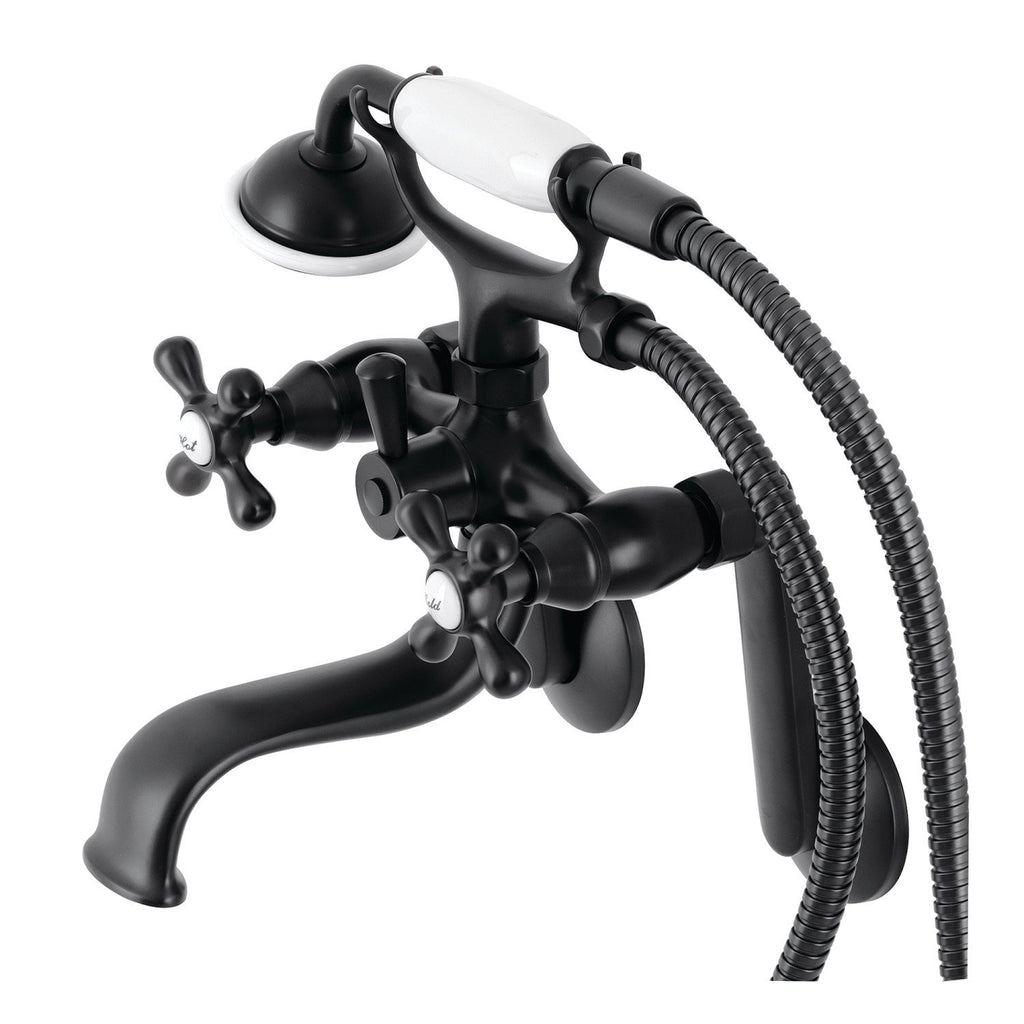Kingston Three-Handle 2-Hole Tub Wall Mount Clawfoot Tub Faucet with Handshower