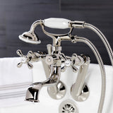 Kingston Three-Handle 2-Hole Tub Wall Mount Clawfoot Tub Faucet with Handshower