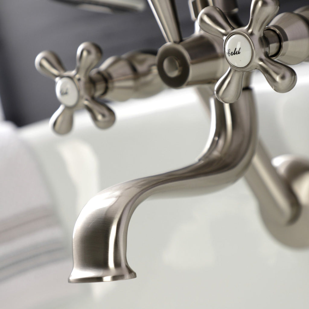 Kingston Three-Handle 2-Hole Tub Wall Mount Clawfoot Tub Faucet with Handshower
