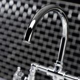 Fuller Two-Handle 4-Hole Deck Mount Industrial Style Bridge Kitchen Faucet with Brass Side Sprayer