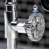 Fuller Two-Handle 4-Hole Deck Mount Industrial Style Bridge Kitchen Faucet with Brass Side Sprayer