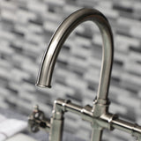 Fuller Two-Handle 4-Hole Deck Mount Industrial Style Bridge Kitchen Faucet with Brass Side Sprayer