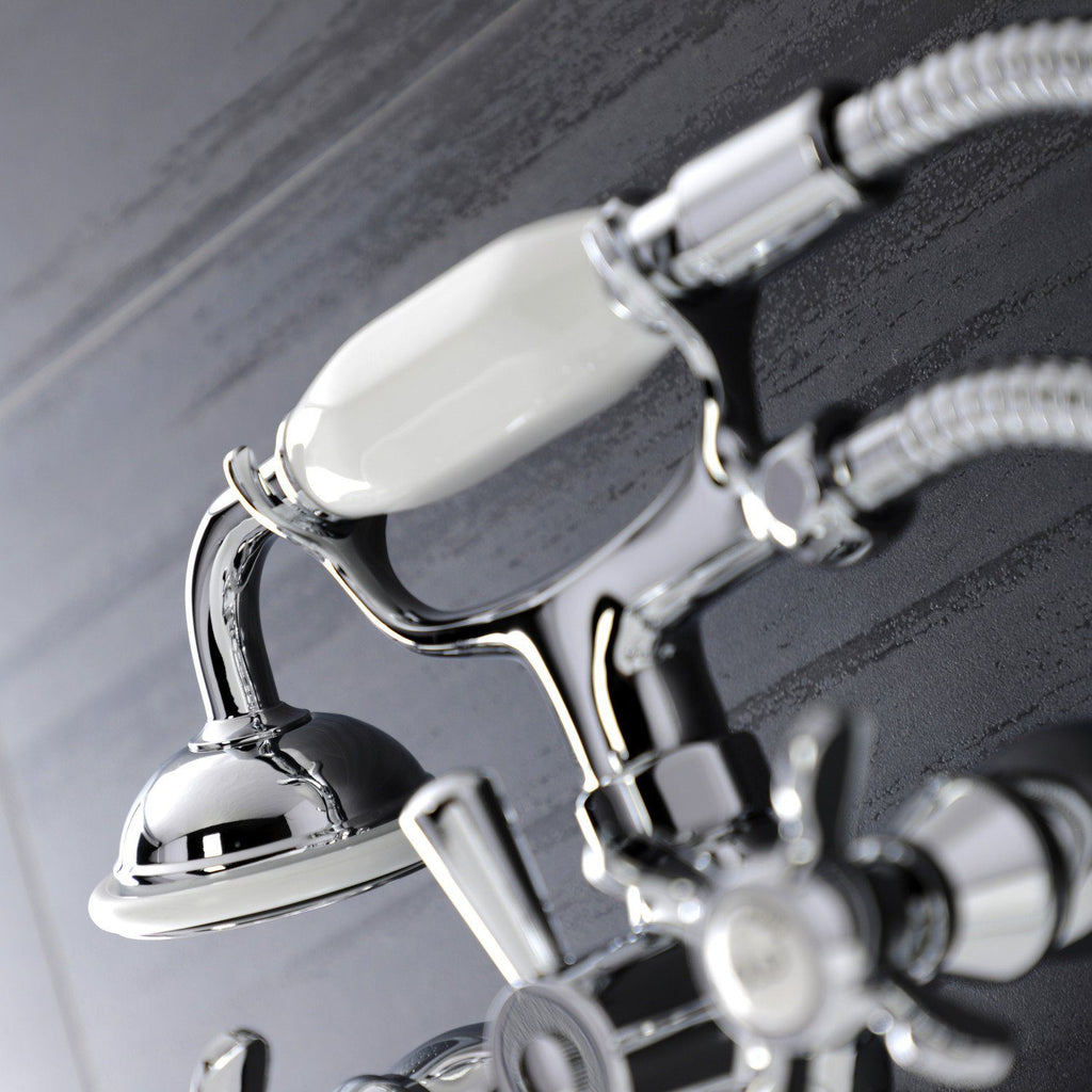Essex Three-Handle 2-Hole Wall Mount Clawfoot Tub Faucet with Handshower