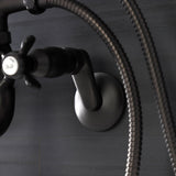 Essex Three-Handle 2-Hole Wall Mount Clawfoot Tub Faucet with Handshower