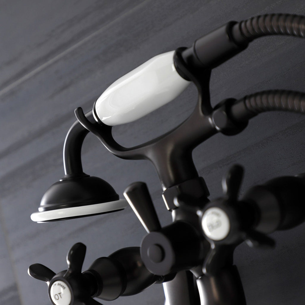 Essex Three-Handle 2-Hole Wall Mount Clawfoot Tub Faucet with Handshower