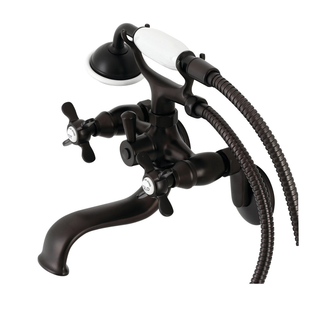Essex Three-Handle 2-Hole Wall Mount Clawfoot Tub Faucet with Handshower