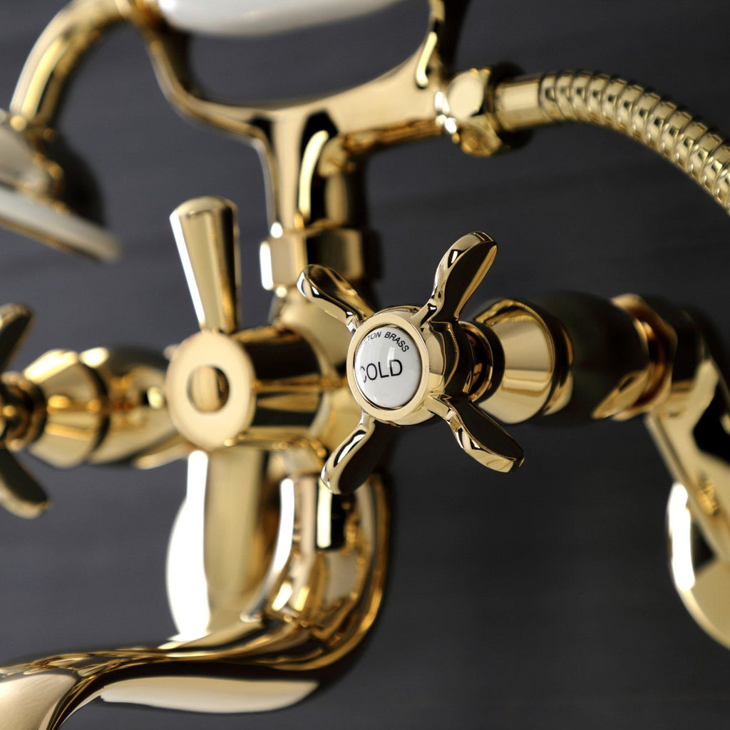 Essex Three-Handle 2-Hole Wall Mount Clawfoot Tub Faucet with Handshower