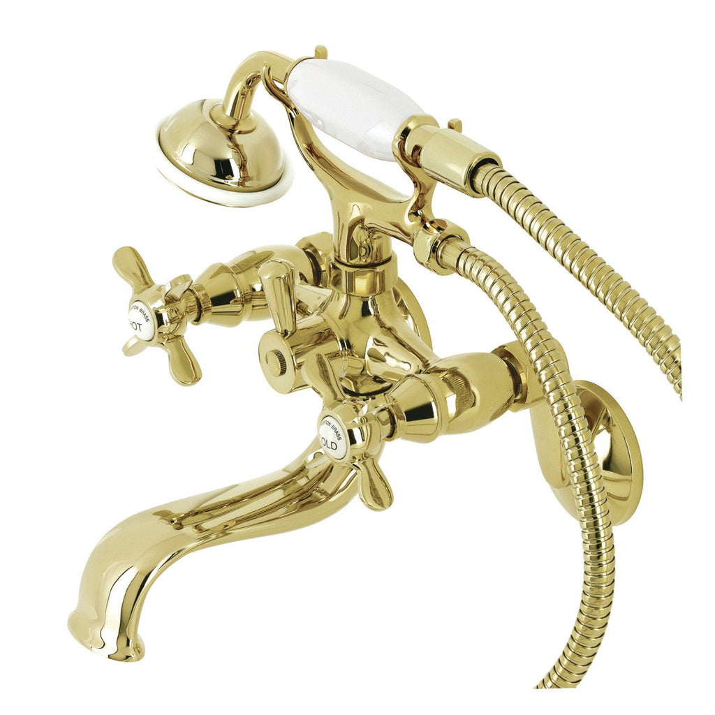 Essex Three-Handle 2-Hole Wall Mount Clawfoot Tub Faucet with Handshower