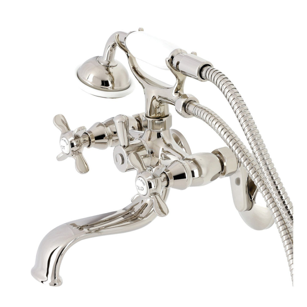 Essex Three-Handle 2-Hole Wall Mount Clawfoot Tub Faucet with Handshower