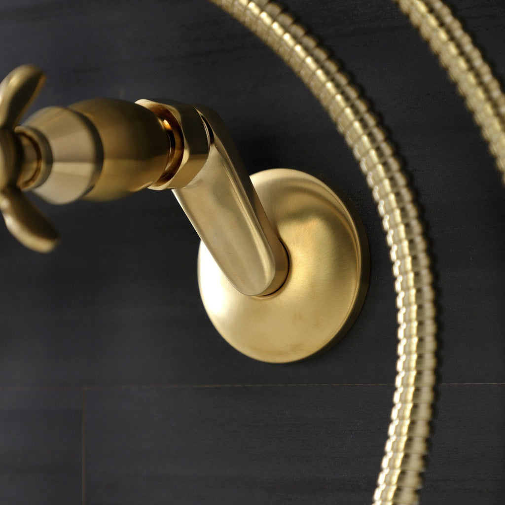 Essex Three-Handle 2-Hole Wall Mount Clawfoot Tub Faucet with Handshower