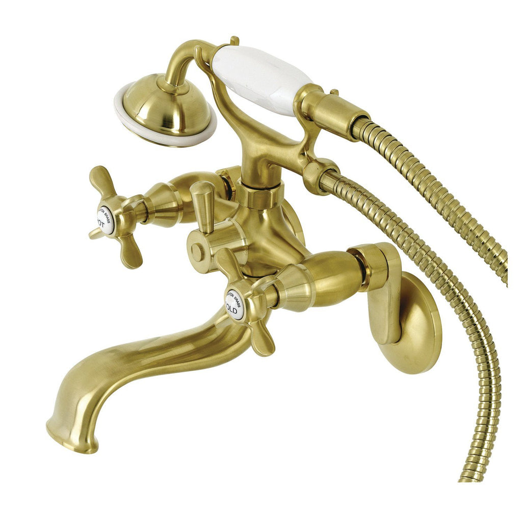 Essex Three-Handle 2-Hole Wall Mount Clawfoot Tub Faucet with Handshower
