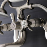 Essex Three-Handle 2-Hole Wall Mount Clawfoot Tub Faucet with Handshower
