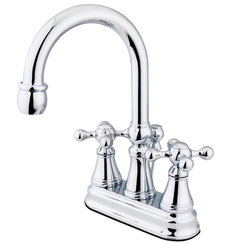 Governor Double-Handle 3-Hole Deck Mount 4-Inch Centerset Bathroom Faucet with Brass Pop-Up