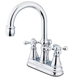 Governor Two-Handle 3-Hole Deck Mount 4" Centerset Bathroom Faucet with Brass Pop-Up