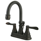 NuFrench Two-Handle 3-Hole Deck Mount 4" Centerset Bathroom Faucet with Brass Pop-Up