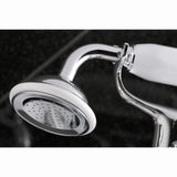 Kingston Three-Handle 2-Hole Tub Wall Mount Clawfoot Tub Faucet with Hand Shower