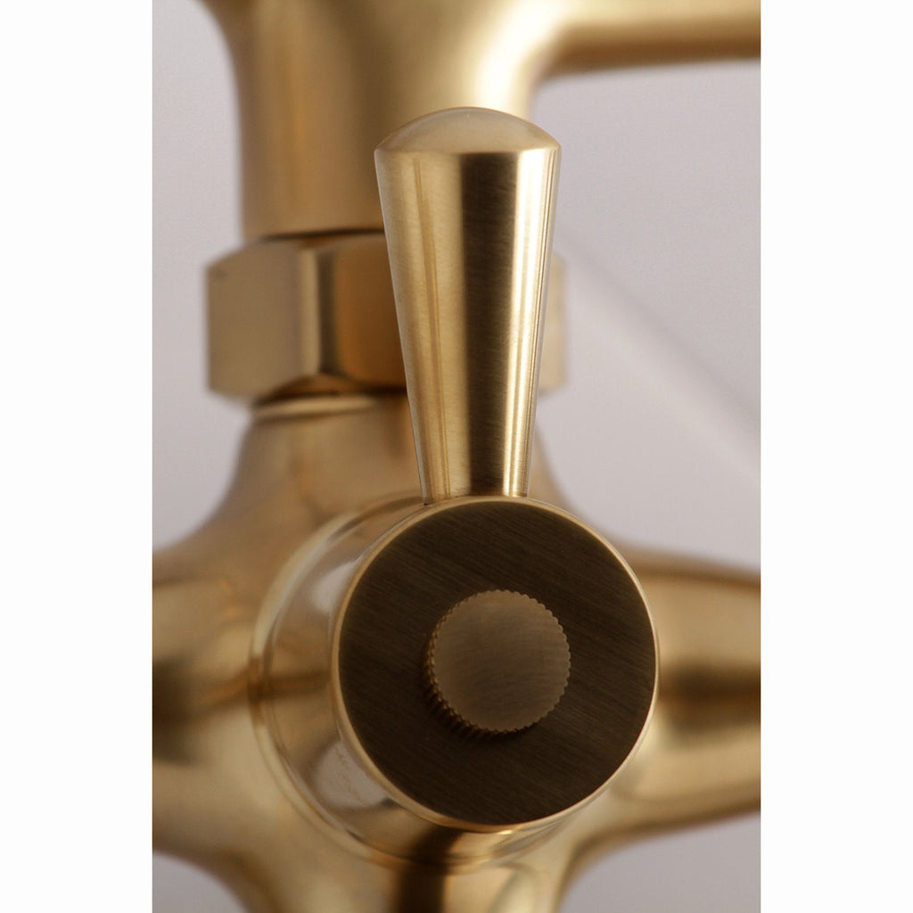 Kingston Three-Handle 2-Hole Tub Wall Mount Clawfoot Tub Faucet with Hand Shower