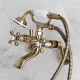 Kingston Two-Handle 2-Hole Wall Mount Clawfoot Tub Faucet with Hand Shower