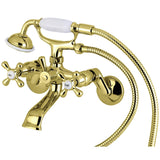 Kingston Two-Handle 2-Hole Wall Mount Clawfoot Tub Faucet with Hand Shower