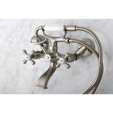Kingston Two-Handle 2-Hole Wall Mount Clawfoot Tub Faucet with Hand Shower