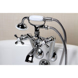 Kingston Three-Handle 2-Hole Tub Wall Mount Clawfoot Tub Faucet with Hand Shower