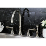 NuFrench Two-Handle 4-Hole Deck Mount Widespread Kitchen Faucet with Brass Sprayer