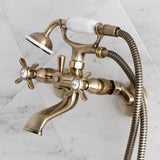 Essex Three-Handle 2-Hole Tub Wall Mount Clawfoot Tub Faucet with Hand Shower