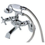 Essex Three-Handle 2-Hole Wall Mount Clawfoot Tub Faucet with Hand Shower