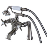 Essex Three-Handle 2-Hole Deck Mount Clawfoot Tub Faucet with Hand Shower