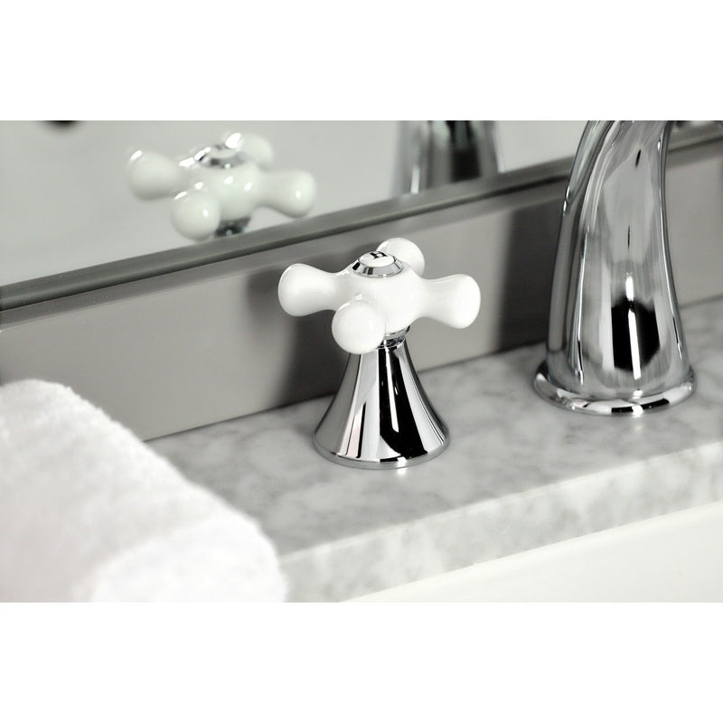 Naples Two-Handle 3-Hole Deck Mount Widespread Bathroom Faucet with Brass Pop-Up