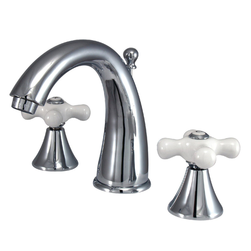 Naples Two-Handle 3-Hole Deck Mount Widespread Bathroom Faucet with Brass Pop-Up