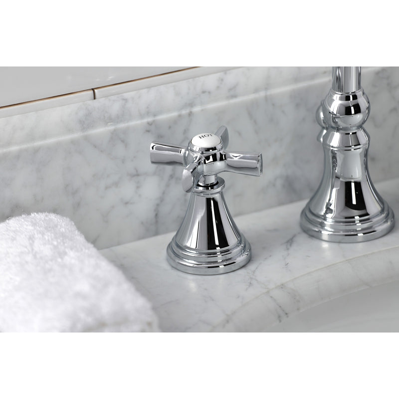 Millennium Two-Handle 3-Hole Deck Mount Widespread Bathroom Faucet with Brass Pop-Up Drain