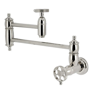 Webb Two-Handle 1-Hole Wall Mount Pot Filler with Knurled Handle