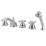 Magellan Three-Handle 5-Hole Deck Mount Roman Tub Faucet with Hand Shower