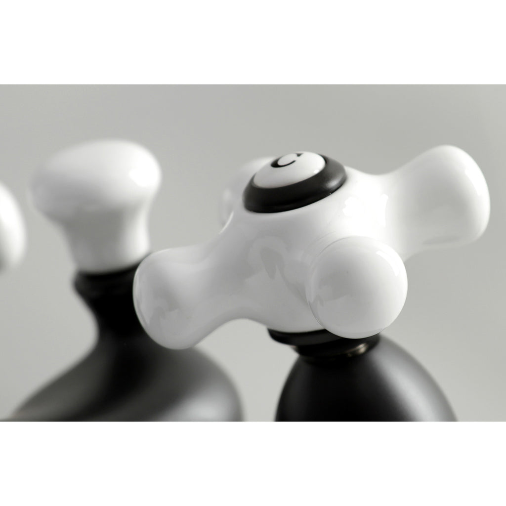 Restoration Double-Handle 3-Hole Deck Mount 4-Inch Centerset Bathroom Faucet with Brass Pop-Up