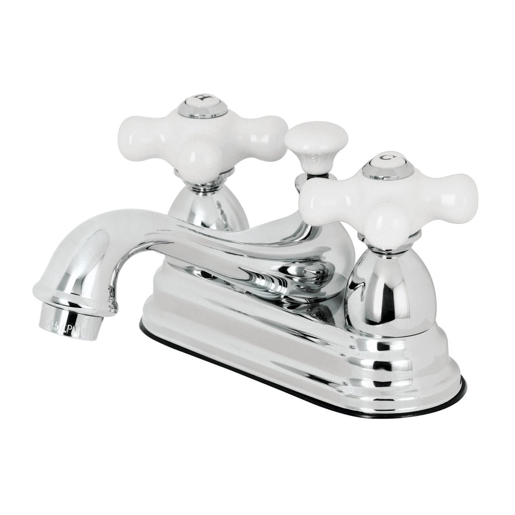 Restoration Double-Handle 3-Hole Deck Mount 4-Inch Centerset Bathroom Faucet with Brass Pop-Up