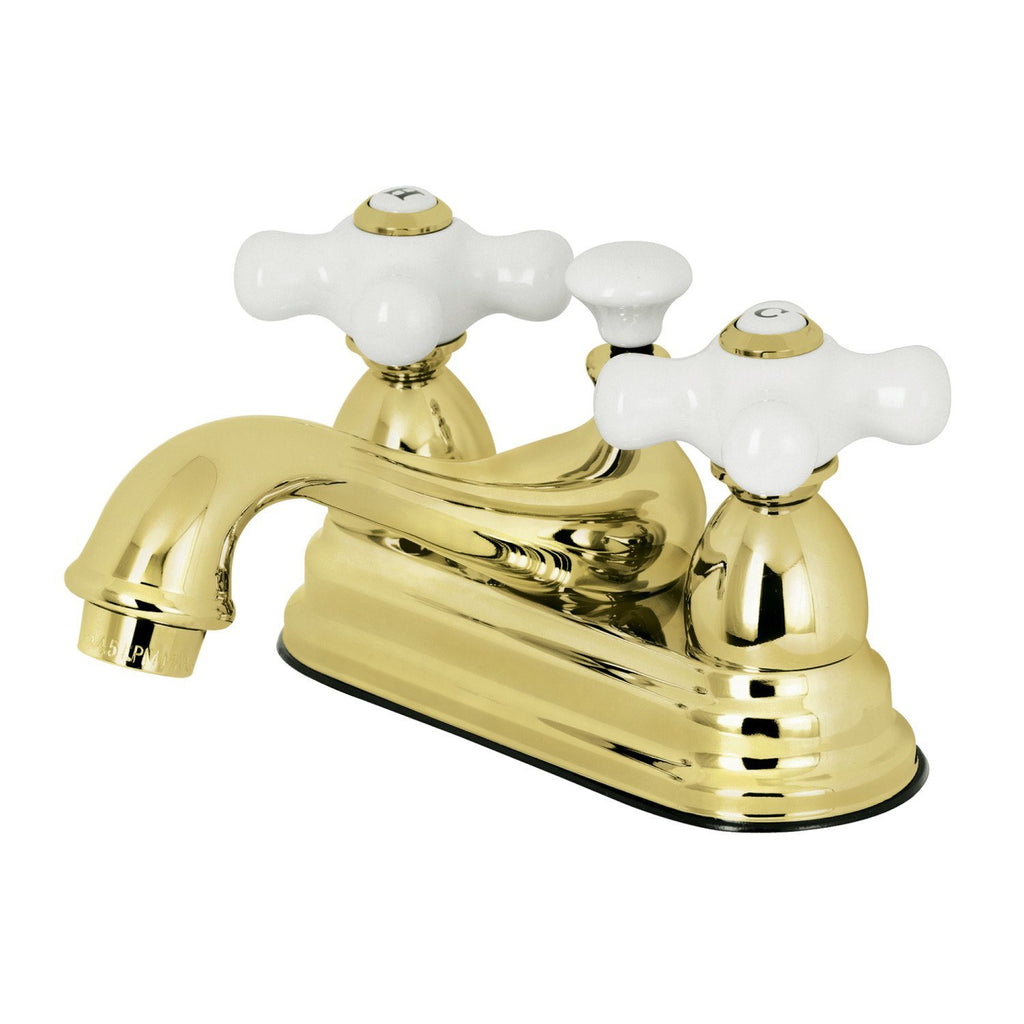 Restoration Double-Handle 3-Hole Deck Mount 4-Inch Centerset Bathroom Faucet with Brass Pop-Up