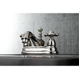 Restoration Double-Handle 3-Hole Deck Mount 4-Inch Centerset Bathroom Faucet with Brass Pop-Up