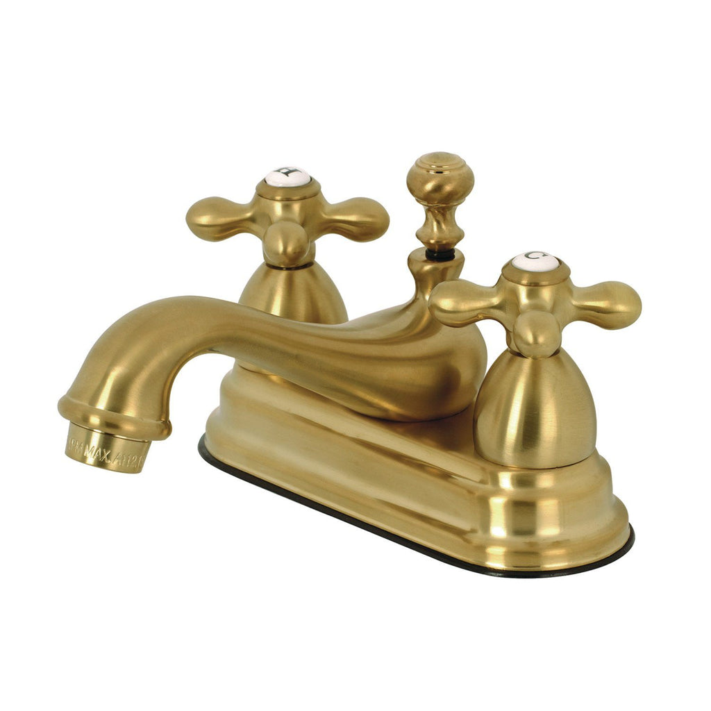 Restoration Double-Handle 3-Hole Deck Mount 4-Inch Centerset Bathroom Faucet with Brass Pop-Up