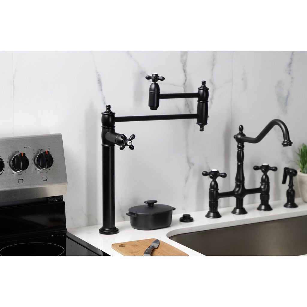 Restoration Two-Handle 1-Hole Deck Mount Pot Filler Faucet