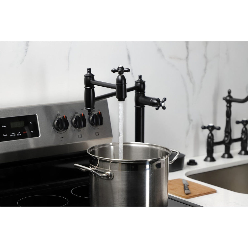 Restoration Two-Handle 1-Hole Deck Mount Pot Filler Faucet