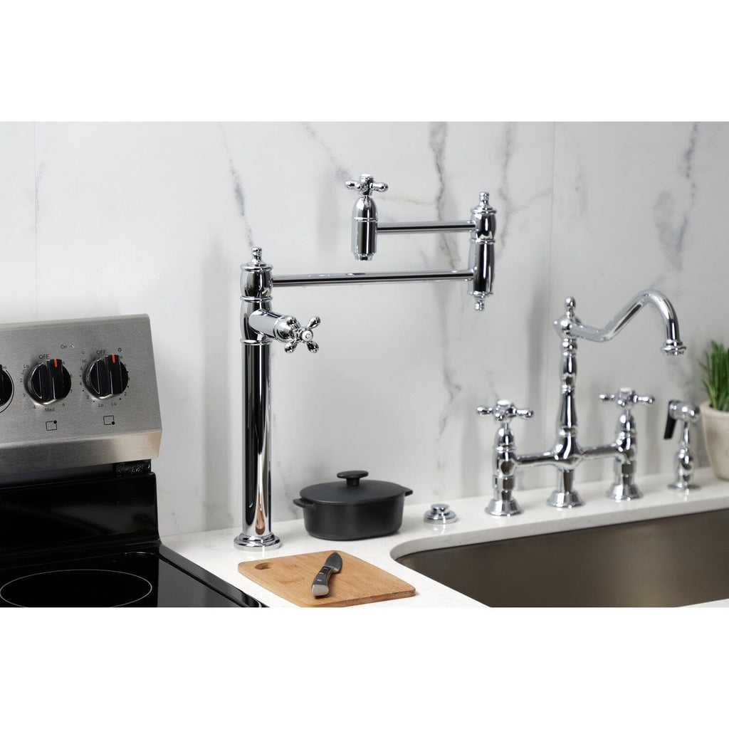 Restoration Two-Handle 1-Hole Deck Mount Pot Filler Faucet